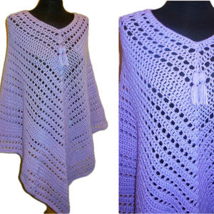 Poncho Crochet Lavender Tussled Exclusive Handmade